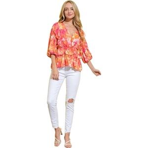 NWT And‎ The Why Ruffled Puff Sleeve Blouse